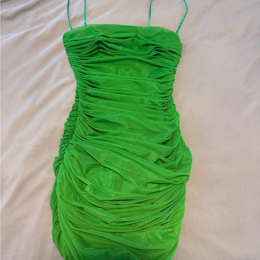 House of CB Green Ruched Bodycon Mini Dress